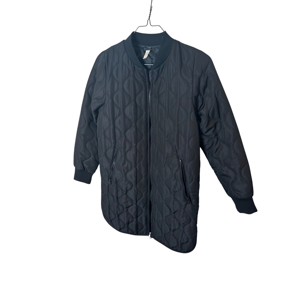 Z by‎ Zella Womens Black Quilted Longline Bomber Jacket XS R2522420MI Full Zip
